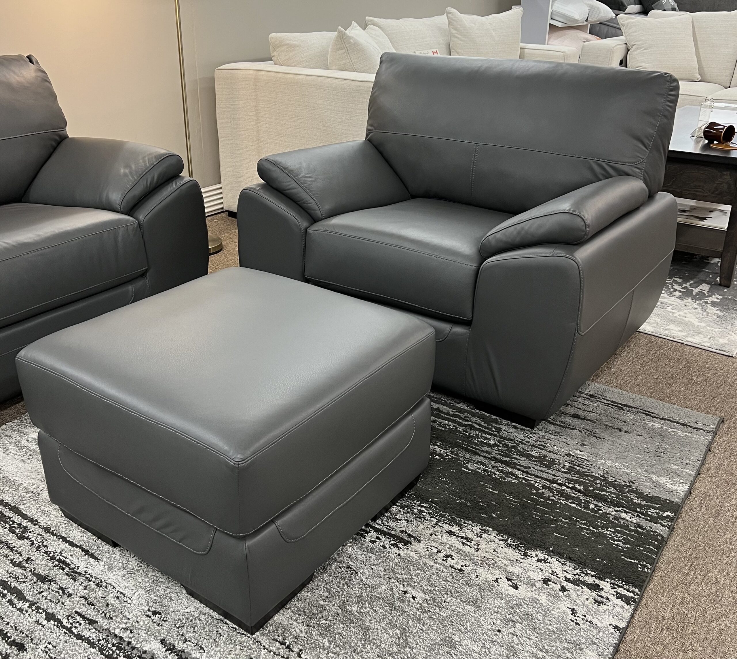 Cavalia leather chair and ottoman