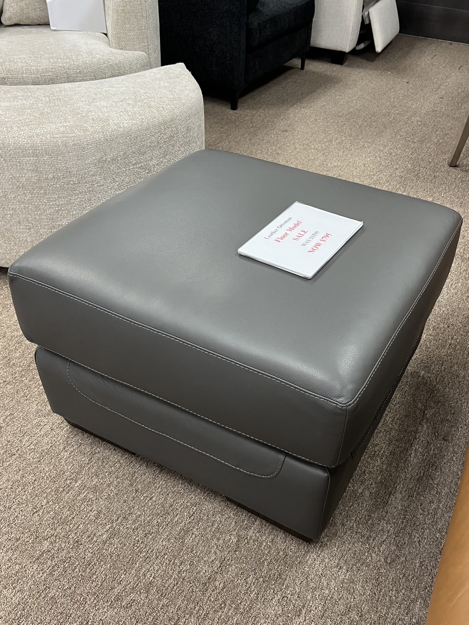 Leather ottoman 25" square