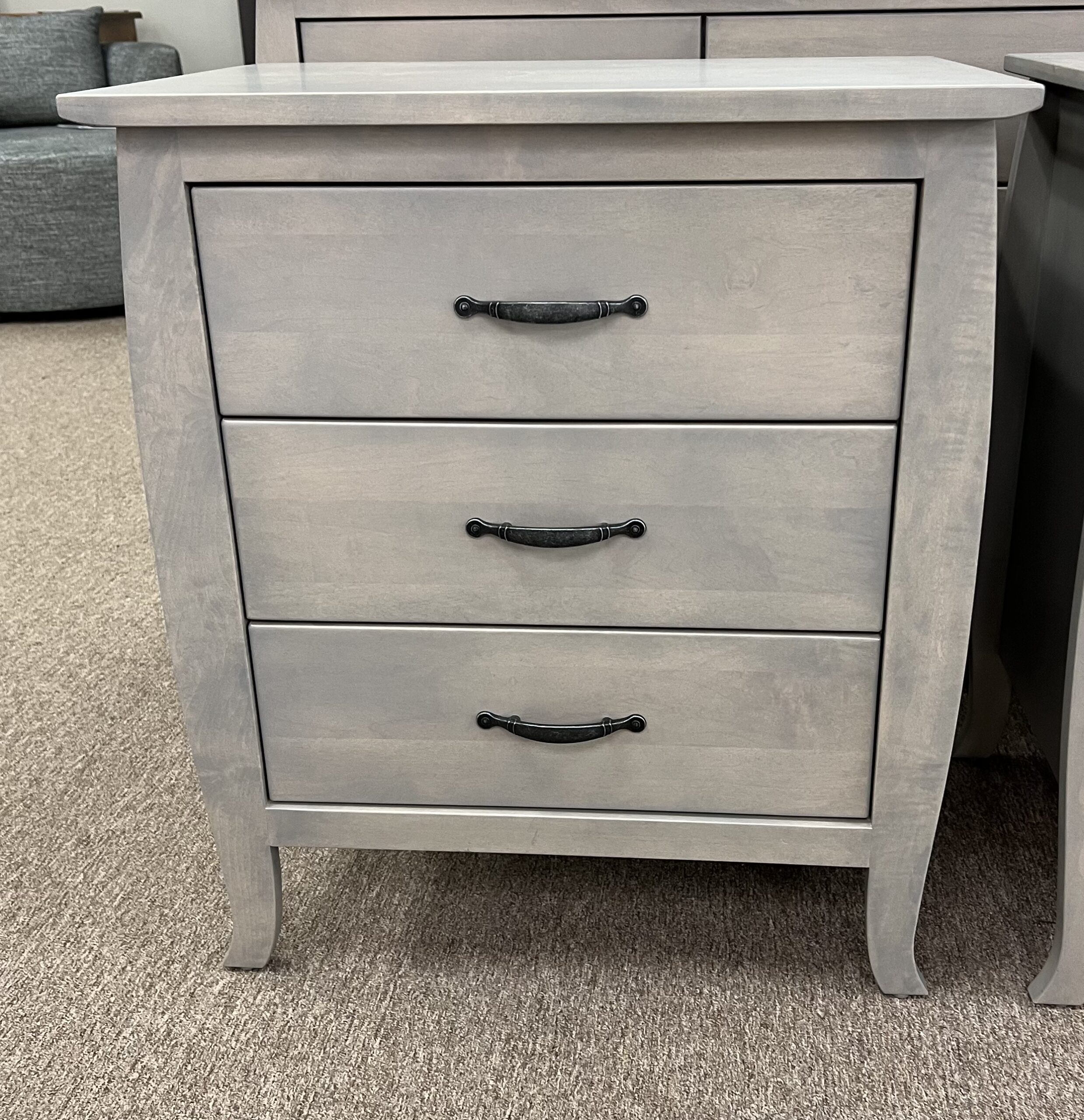 Tiffany wide 3 drawer nightstand