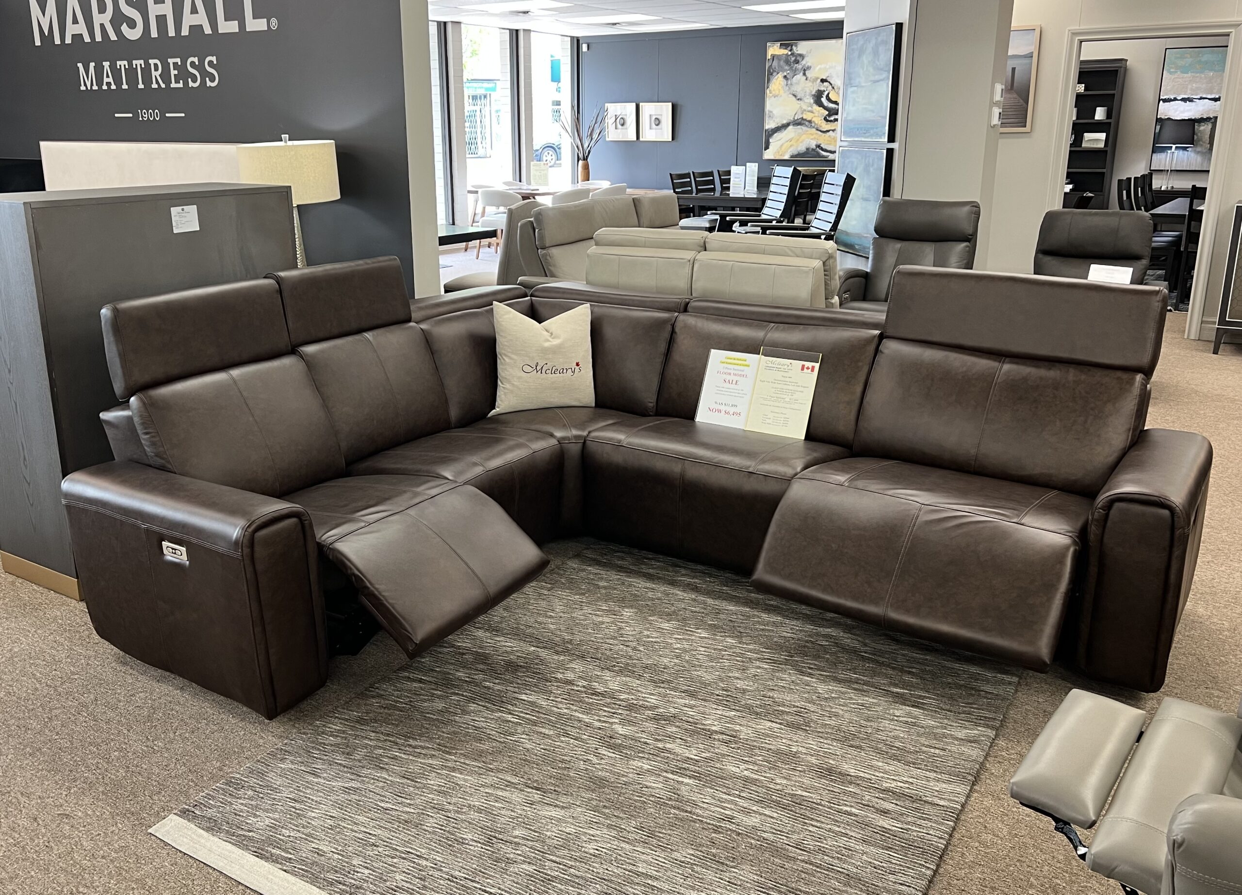 Nya leather reclining sectional